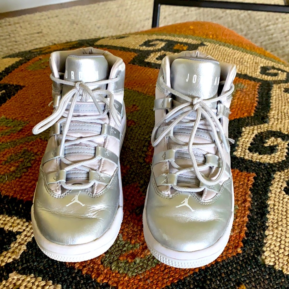 Silver Nike Jordan shoes size 2